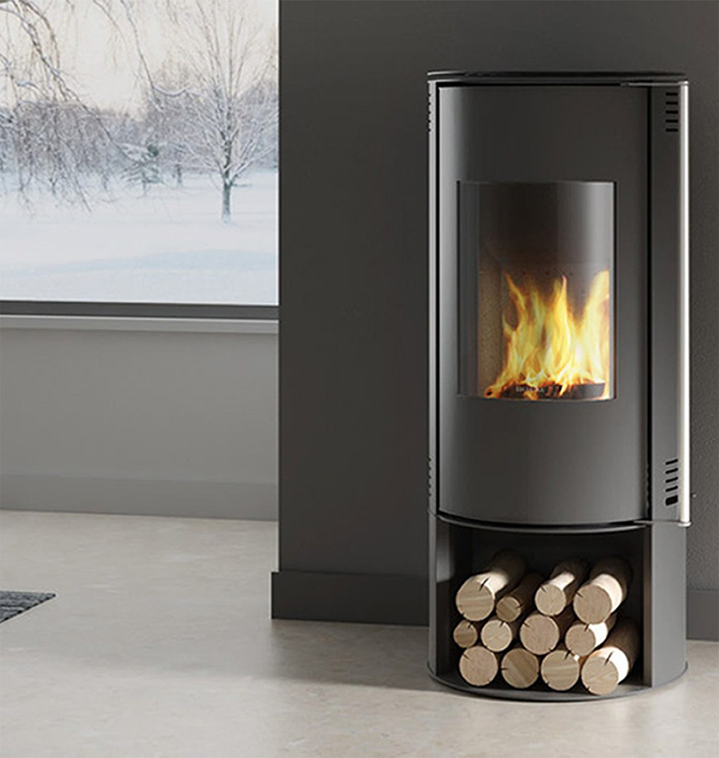 POELE AMBER PORTE ACIER