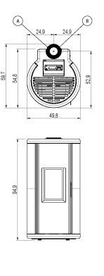 Poêle à granulés SOUND 7 UP - Acier Anthracite - 7 kW - Schéma de côtes